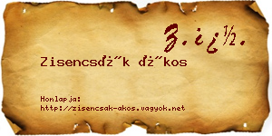 Zisencsák Ákos névjegykártya